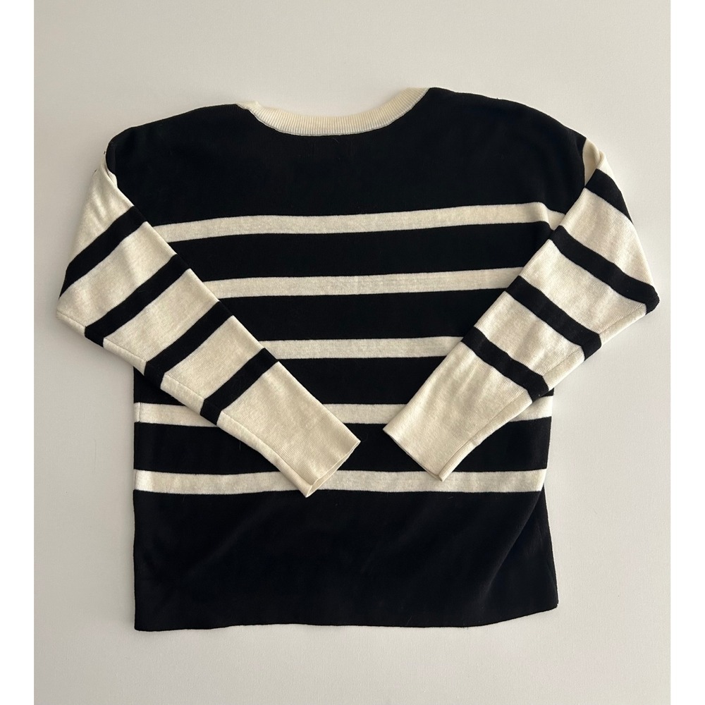 Croft & Barrow Women's Striped Crewneck Sweater Black/Cream Size M - Picture 5 of 5